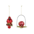 Mercury Glass Cardinal Ornament with Beads & Glitter