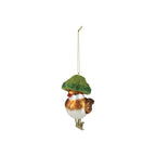 Glass Bird Clip-on Ornament with Wool Mushroom Hat