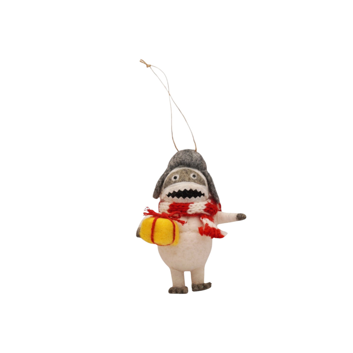 ***Felt Yeti With Yellow Present Ornament