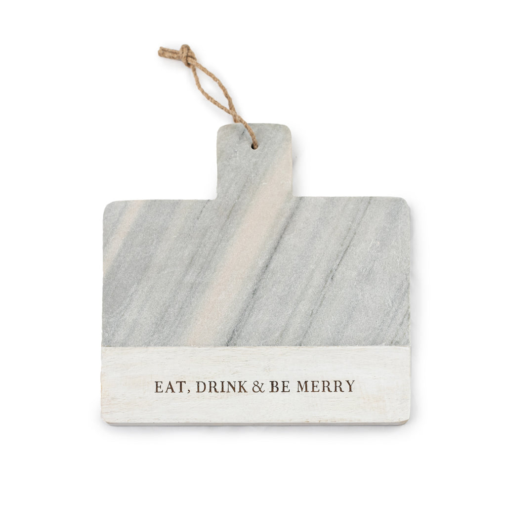 ***Eat, Drink & Be Merry Marble and Wood Serving Board