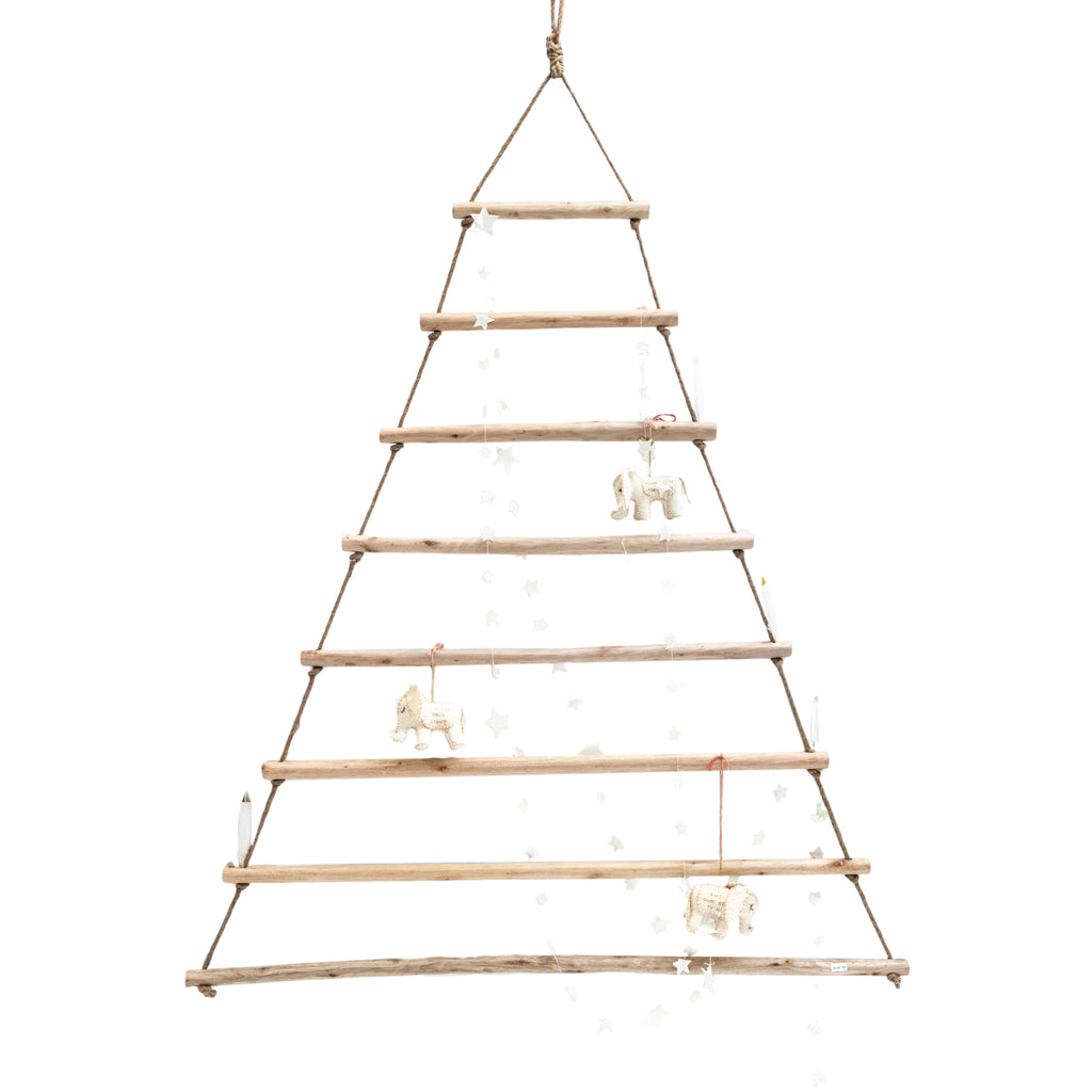 Hanging Wood & Jute Tree Display