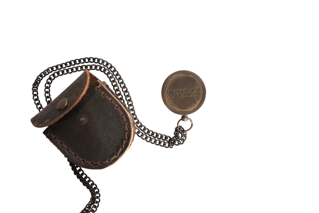 ***Let Your Heart Be Your Compass with Leather Pouch