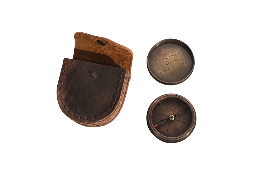 Beautiful Destinations Compass with Leather Pouch