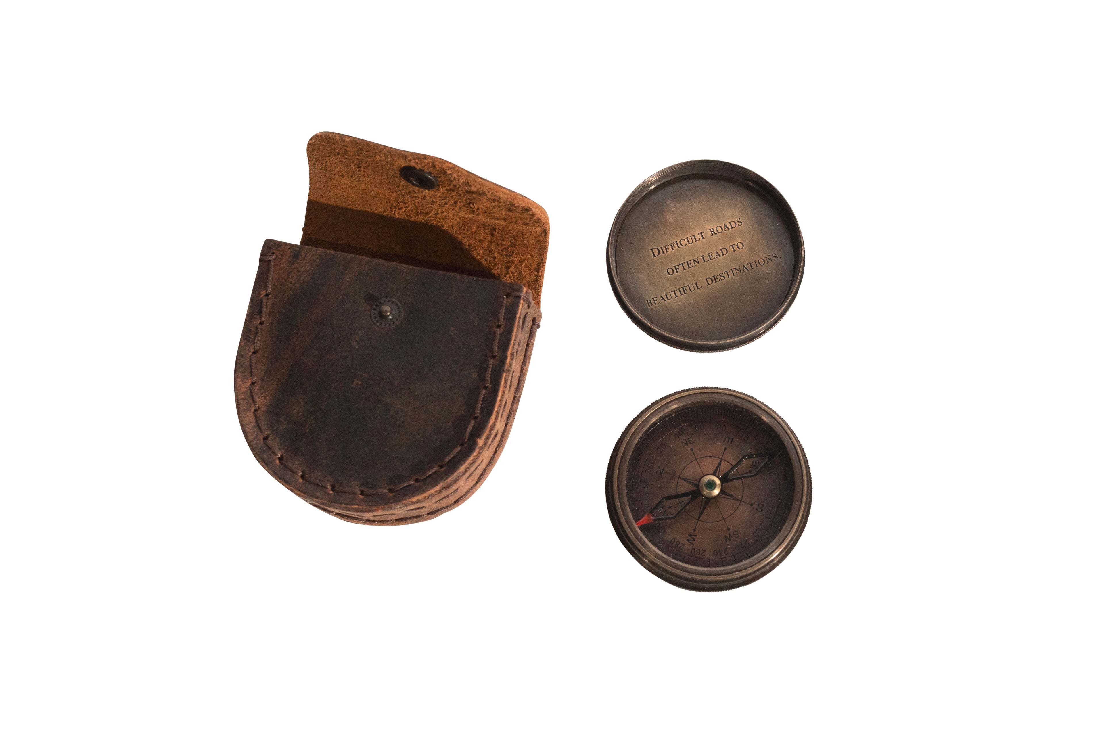 Compass with Leather Pouch