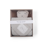 a white Bear Baby Lovey Blanket in a box