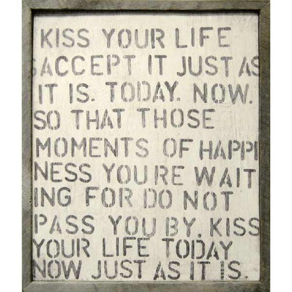  kiss your life art print, cream background with black/charcoal font