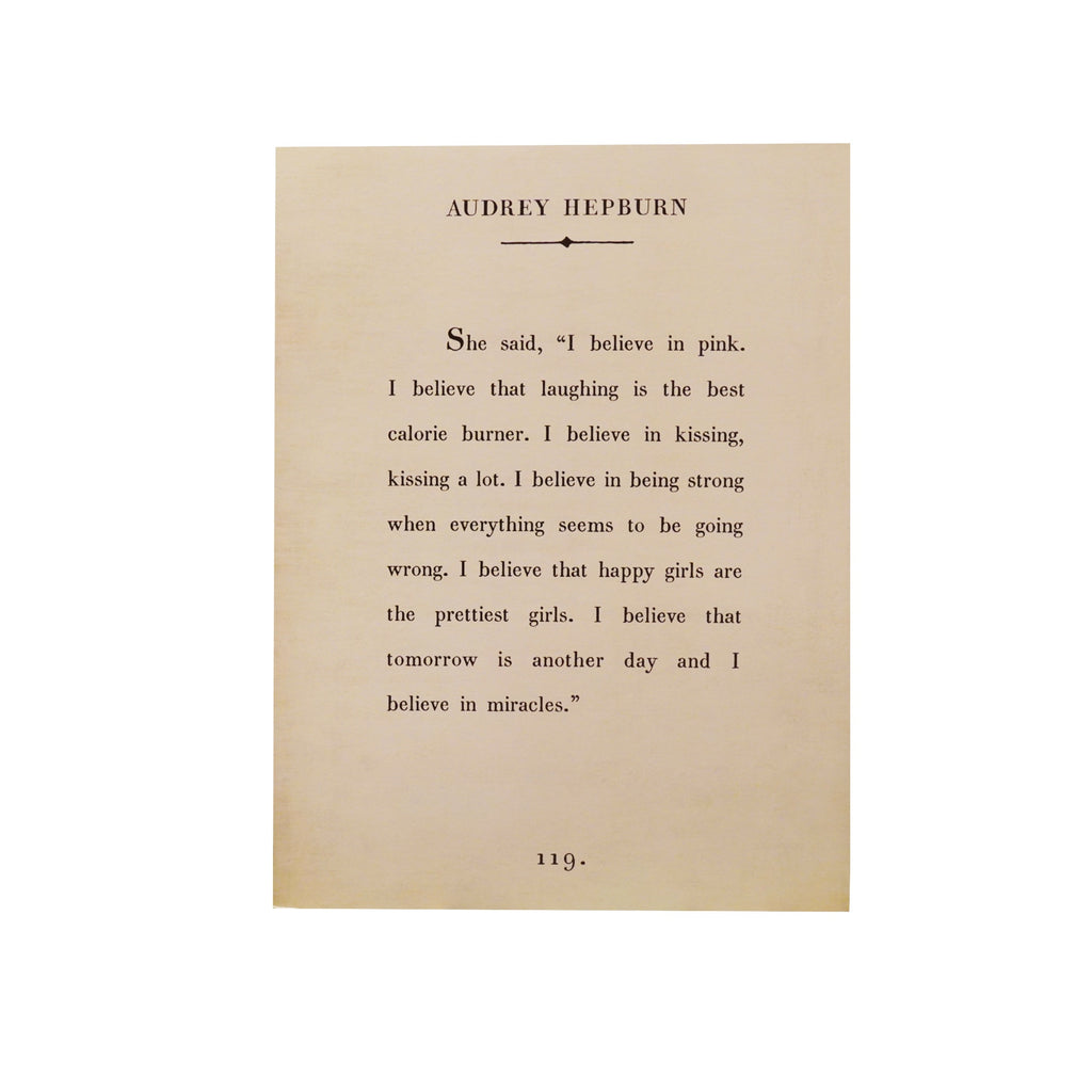 Audrey Hepburn Book Collection Art Poster - Cream